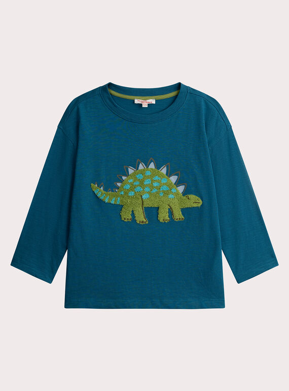 Dark turquoise blue animation dino T-shirt for boys  VOKLITEE4 / 24W90243TMLC235