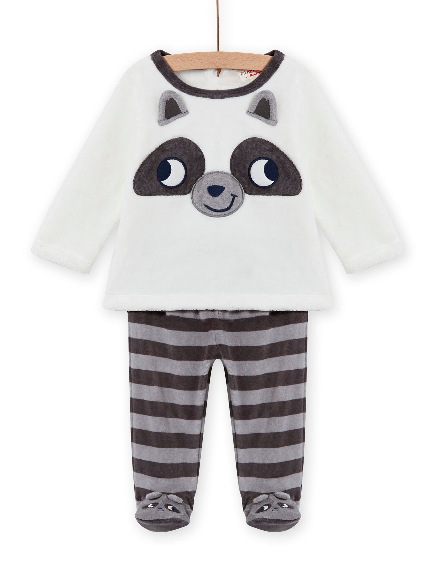 Baby boy soft boa pajama set with raccoon design
