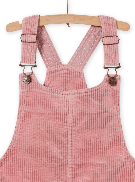 Girl's old pink corduroy dress-salopette MASAUROB2 / 21W901P3ROB303