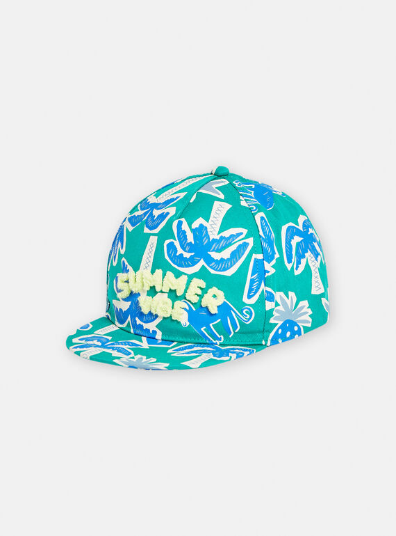 Boys blue cap with palm tree print TYOJOCAP1 / 24SI02E3CHAG603