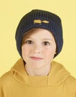 Midnight blue knitted hat child boy dog embroidery MYOGROBON1 / 21WI0255BON705