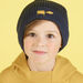 Midnight blue knitted hat child boy dog embroidery