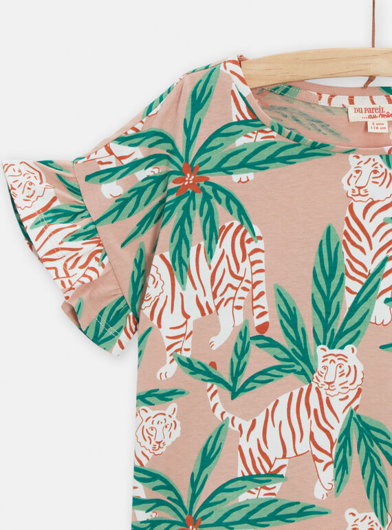 Pink t-shirt with tiger print for girls TACOTI1 / 24S901N4TMCD329