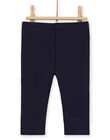 Baby girl's navy blue lined legging with embroidered bunnies MIJOPANDOU2 / 21WG0913PAN070