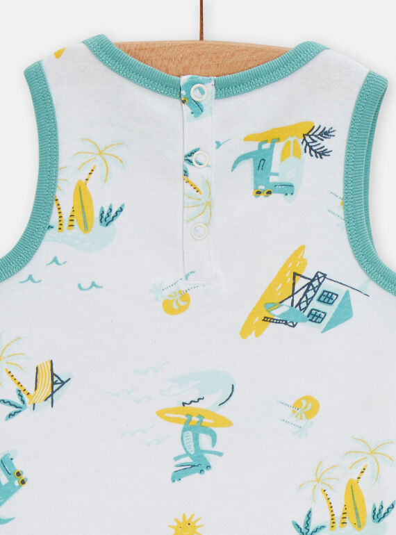 Set of 2 white and blue baby boy bodysuits TEGABODCRO / 24SH1472BOD000