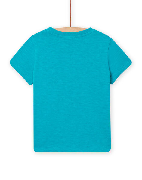 Child boy's Caribbean blue t-shirt with dinosaur design on vacation NOJOTI2 / 22S90272TMCC242
