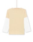 Boy's long-sleeved t-shirt beige and ecru with fantasy motifs MOCOTEE1 / 21W902L1TMLA006