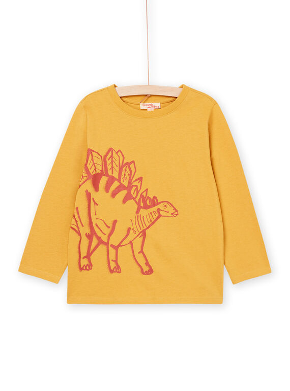 Yellow dinosaur t-shirt with long sleeves POJOTEE3 / 22W902B5TML106