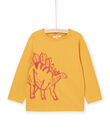 Yellow dinosaur t-shirt with long sleeves POJOTEE3 / 22W902B5TML106