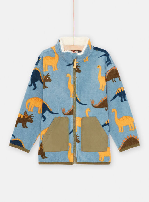 Baby Boy Azure Fleece Vest with Dinosaur Print SOJOGITEK2 / 23W902M1GILC201
