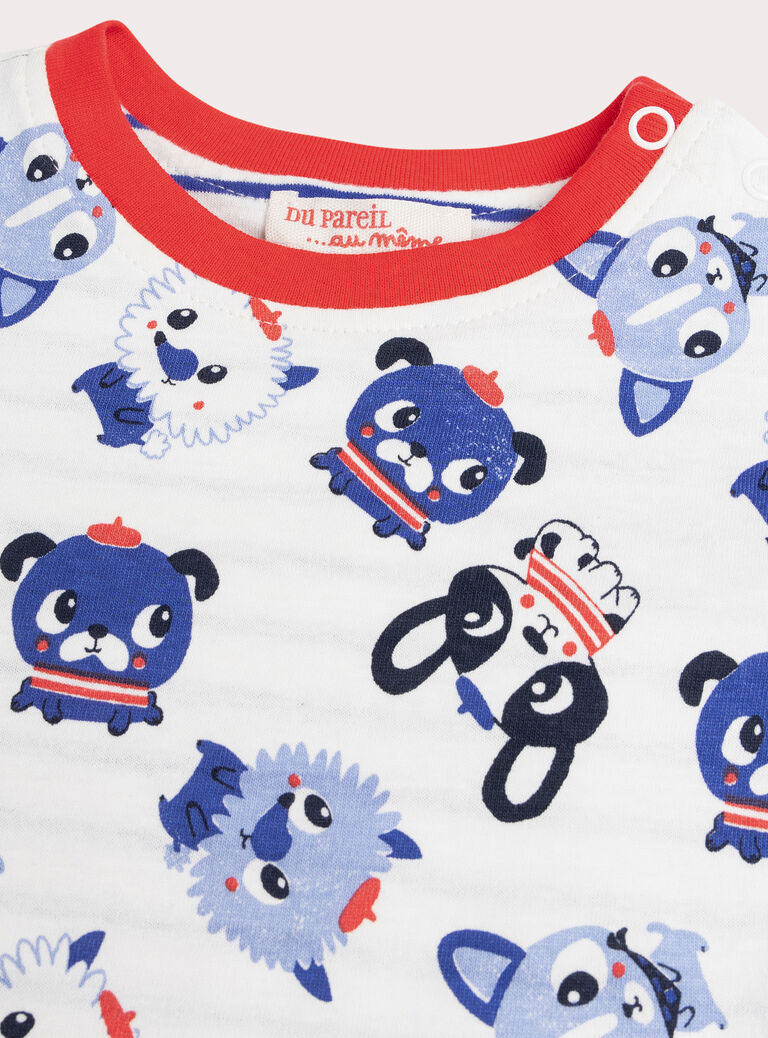 Baby boys' reversible ecru T-shirt Baby boys' reversible ecru T-shirt WUKATEE1 / 25SG1035TMLA002