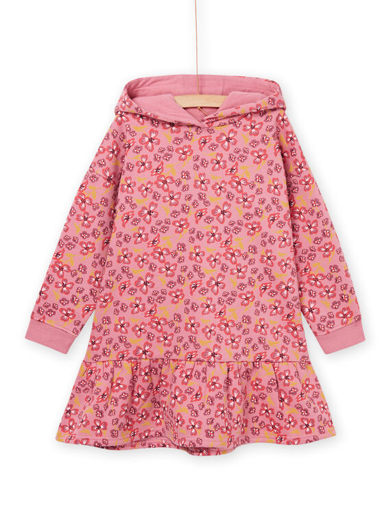 Hooded fleece dress with floral print PAPRIROB2 / 22W901P3ROBD318