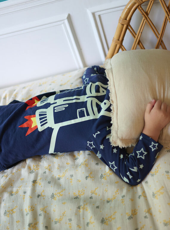 Boy's midnight blue pyjama with cosmic print SEGOPYJCOS / 23WH1243PYJ705