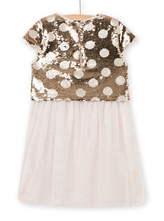 Child girl light gold dress with reversible sequins NASOROB3 / 22S901Q4ROBK008
