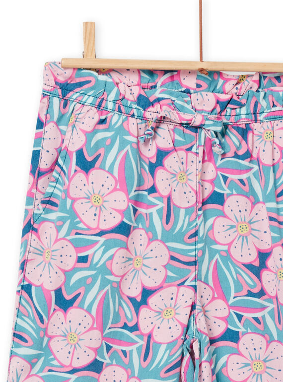 Child girl's petrol blue floral print pants NAFICPANT / 22S901U1PAN715