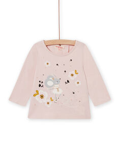 Baby girl pink mouse print t-shirt MIHITEE / 21WG09U1TMLD328