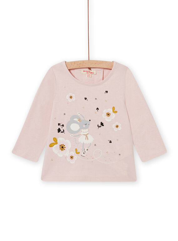 Baby girl pink mouse print t-shirt MIHITEE / 21WG09U1TMLD328