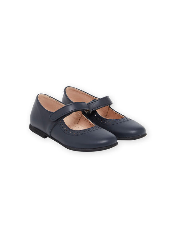 Navy blue smooth leather slippers NABABSONIA / 22KK3551D13070