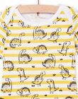 White bodysuit with yellow stripes printed dinosaur baby boy NEGABODINO / 22SH14I8BDL000