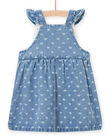 Baby girl denim dress with heart print and pockets NIMOROB1 / 22SG09N1ROBP270