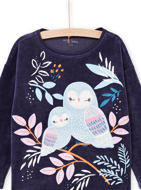Pyjamas T-shirt and velvet pants with owl print PEFAPYJOWL / 22WH1136PYJ070