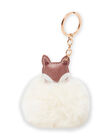 Girl's brown and ecru fox pompon key ring MYACLACLES2 / 21WI01G4D5M420