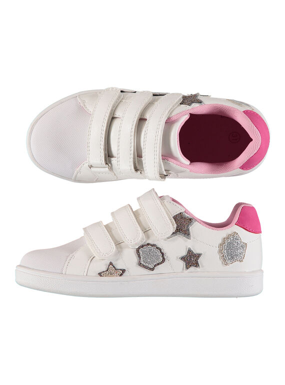 Girls' smart trainers with glitter patches FFBASPATCH / 19SK3533D3F000