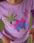 Purple magic sequin dinosaur animation long sleeve t-shirt PAKATI2 / 22W901L1TML326