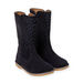 Navy blue high boots with tone-on-tone polka dots child girl