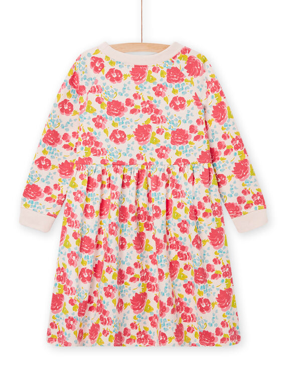 Child girl nude dress with floral print in French terry NAJOROB2 / 22S90172ROBD319
