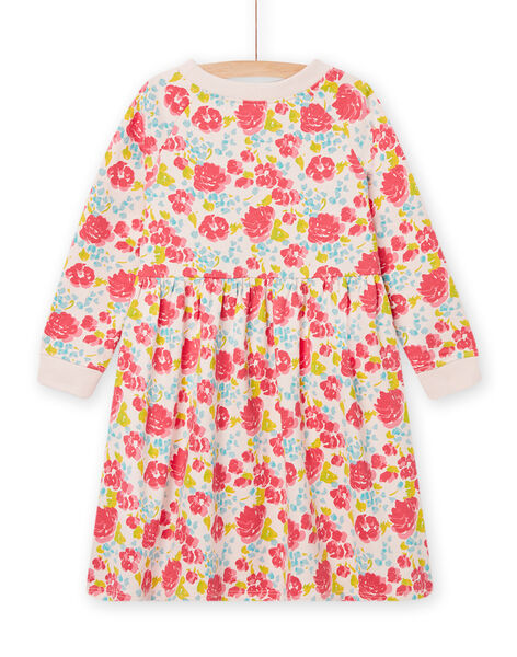 Child girl nude dress with floral print in French terry NAJOROB2 / 22S90172ROBD319