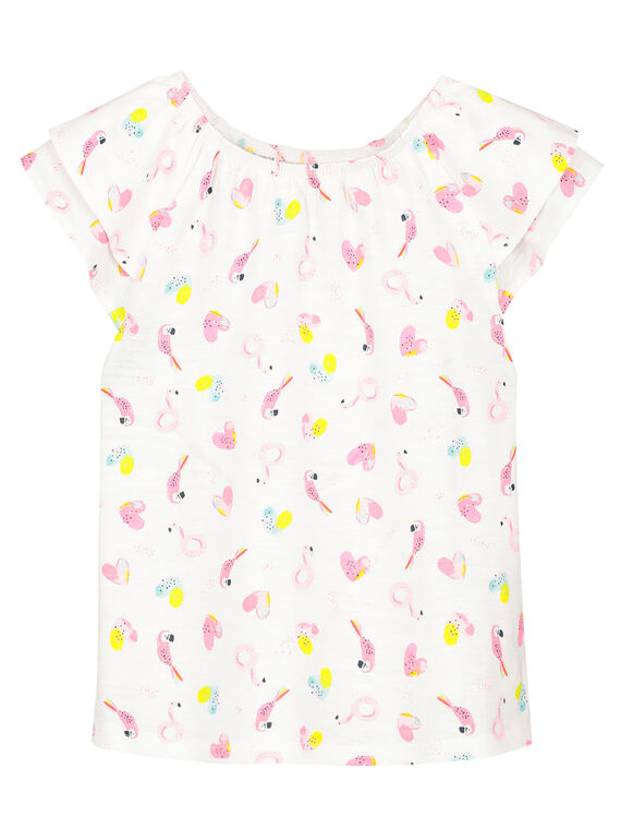 Girls' frilly sleeve T-shirt FACUTI3 / 19S901N3TMC000