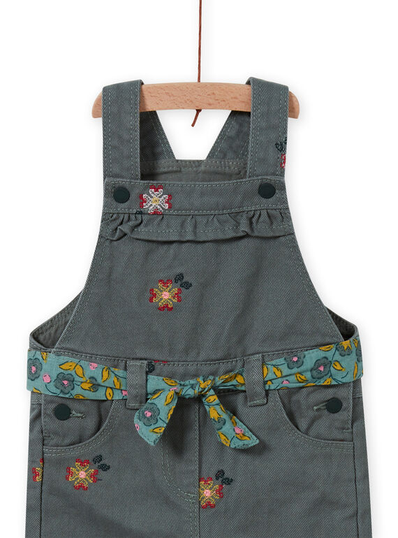 Baby girl khaki floral embroidery overalls MIKASAL / 21WG09I1SAL626