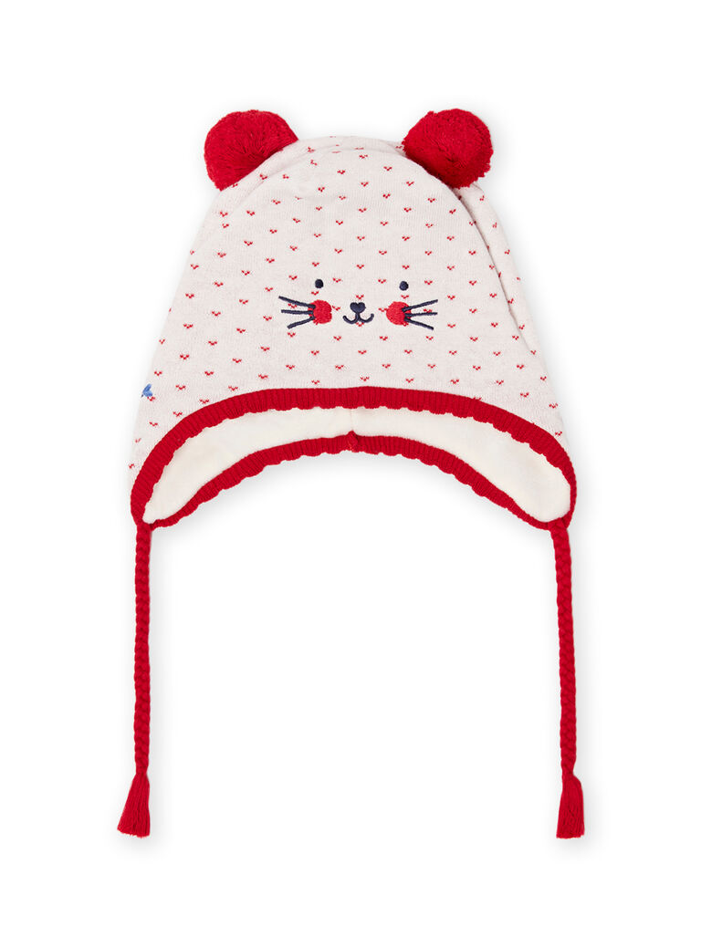 Baby girl jacquard knit hat with pompons MYIMIXBON / 21WI0951BON001