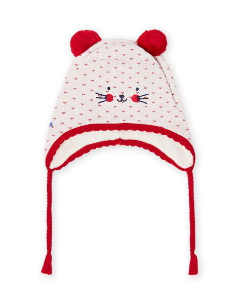 Baby girl jacquard knit hat with pompons MYIMIXBON / 21WI0951BON001