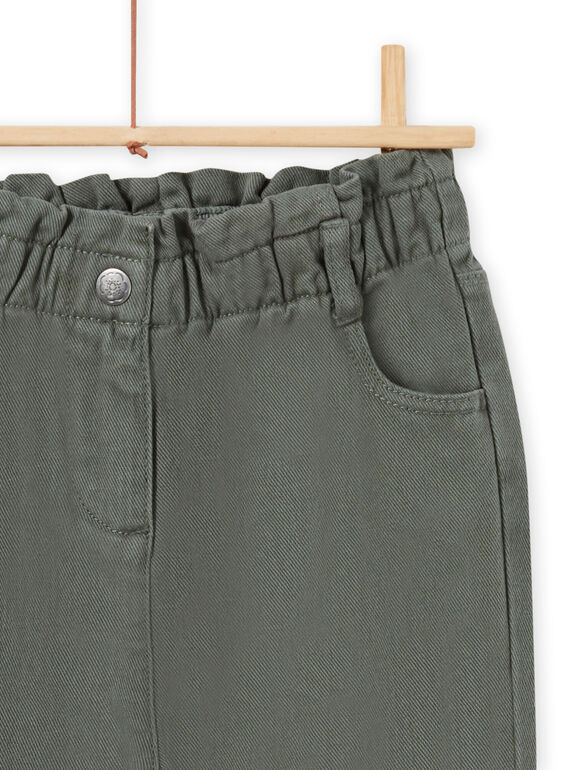 Girl's khaki twill paperbag pants MAKAPANT / 21W901I1PAN626