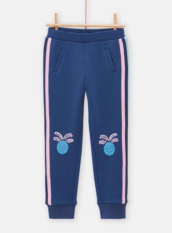 Girls' blue fleece-lined pants TADEPANT / 24S901J1PANC220