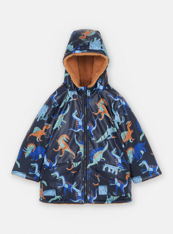 Midnight blue and camel reversible hooded raincoat SOGROIMP2 / 23W902C1IMP705
