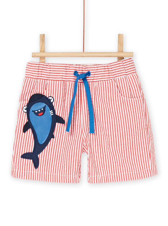Red and white Bermuda shorts with stripes print RUPOPBER2 / 23SG10X1BERF512