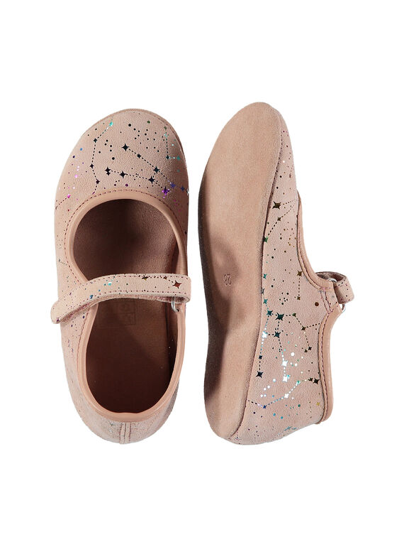 Girls' leather ballet pump slippers FFBELFILLE / 19SK3538D07030