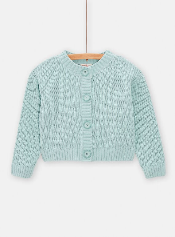 Girl's pale turquoise knitted cardigan TAJOCAR3 / 24S90181CAR203