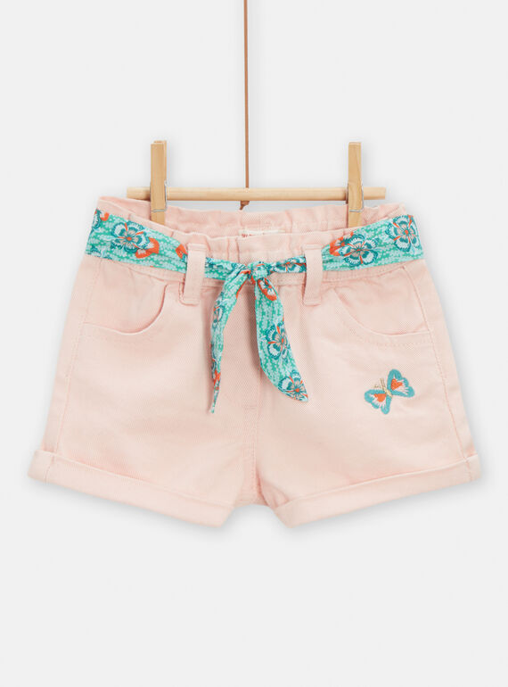 Pink denim shorts for baby girls TICOSHO / 24SG09N1SHOD329