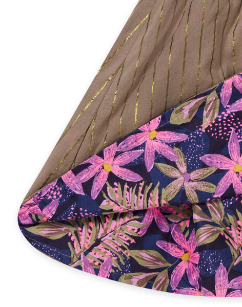 Reversible skirt with khaki floral print PAKAJUP / 22W901L1JUPC211
