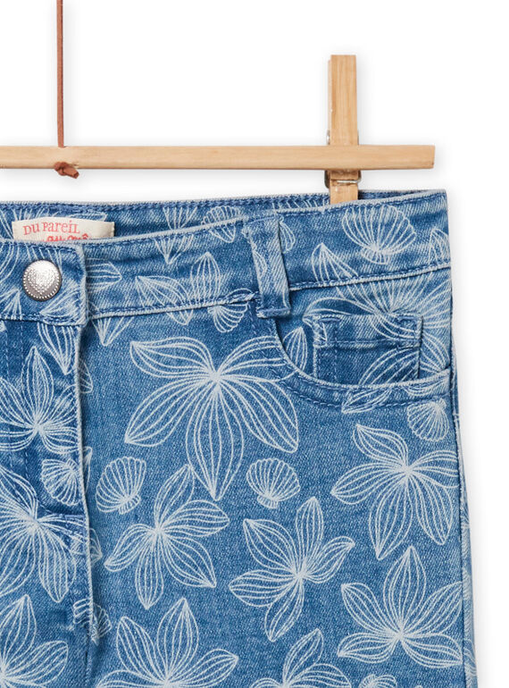 Child girl light denim shorts with leaf and shell print NAJOSHORT2 / 22S90163SHOP272