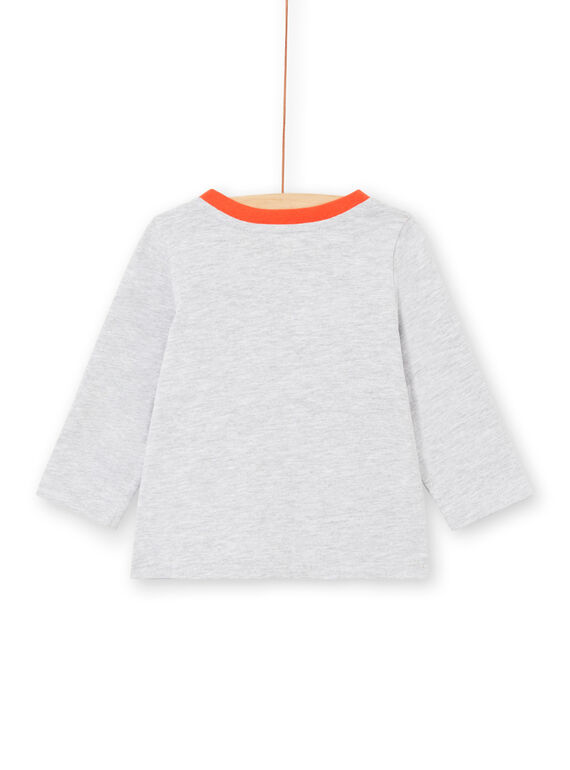Baby boy's grey t-shirt with long sleeves and dinosaur print MUPATEE3 / 21WG10H2TML943