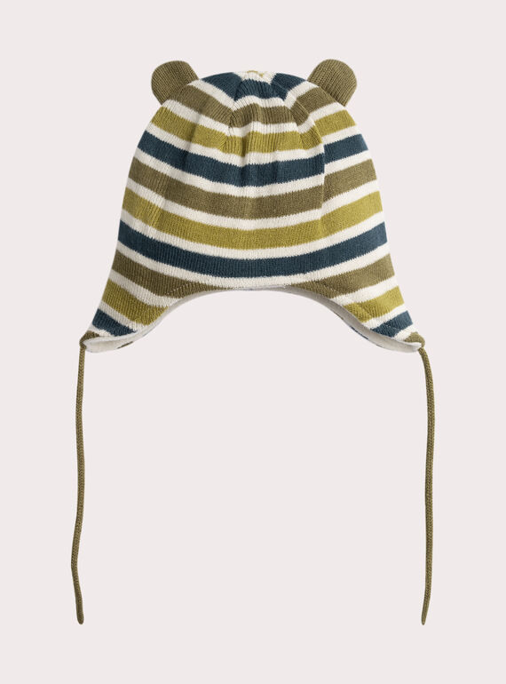  Khaki striped hat for baby boy  VYUGROBON2 / 24WI10M2BON633