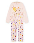 Powder pink pyjamas with giraffe and polka dot print REFAPYJGIR / 23SH1154PYJD327