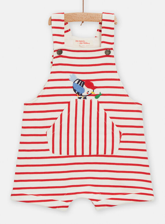 Baby boy short overalls with red and white stripes TUCLUSAC1 / 24SG10O1SAC001