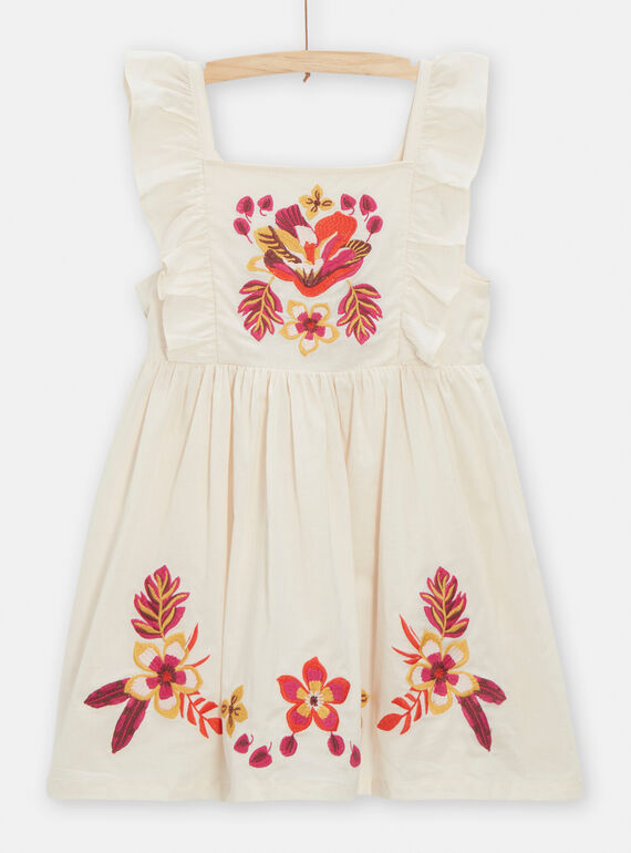 Girl's dark ecru floral embroidery halter dress TALIROB2 / 24S901T1ROB003