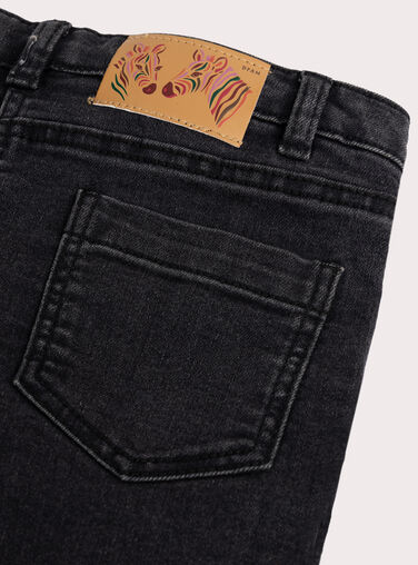 Black denim jeans with shiny details for girls  VAKOJEAN / 24W90131JEAK003